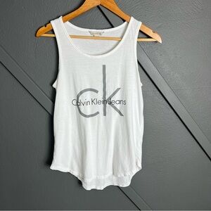 Calvin Klein Jeans White Logo Graphic Tank Small